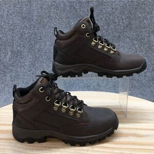 Timberland Boots Boys Sz 3.5 Keele Ridge Hiking Brown Leather